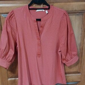 NWT Soft Surroundings Women's Coral Button-Up Top